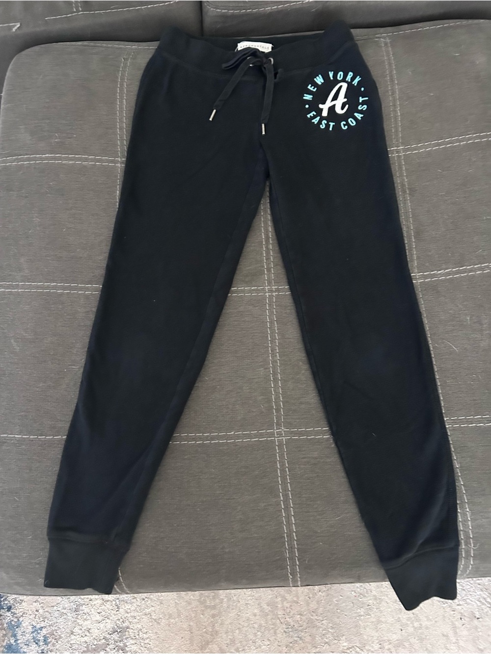 Aeropostale Black Jogger Pants with Light Blue Logo